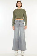 Women's High Rise Crop Palazzo - Light Gray