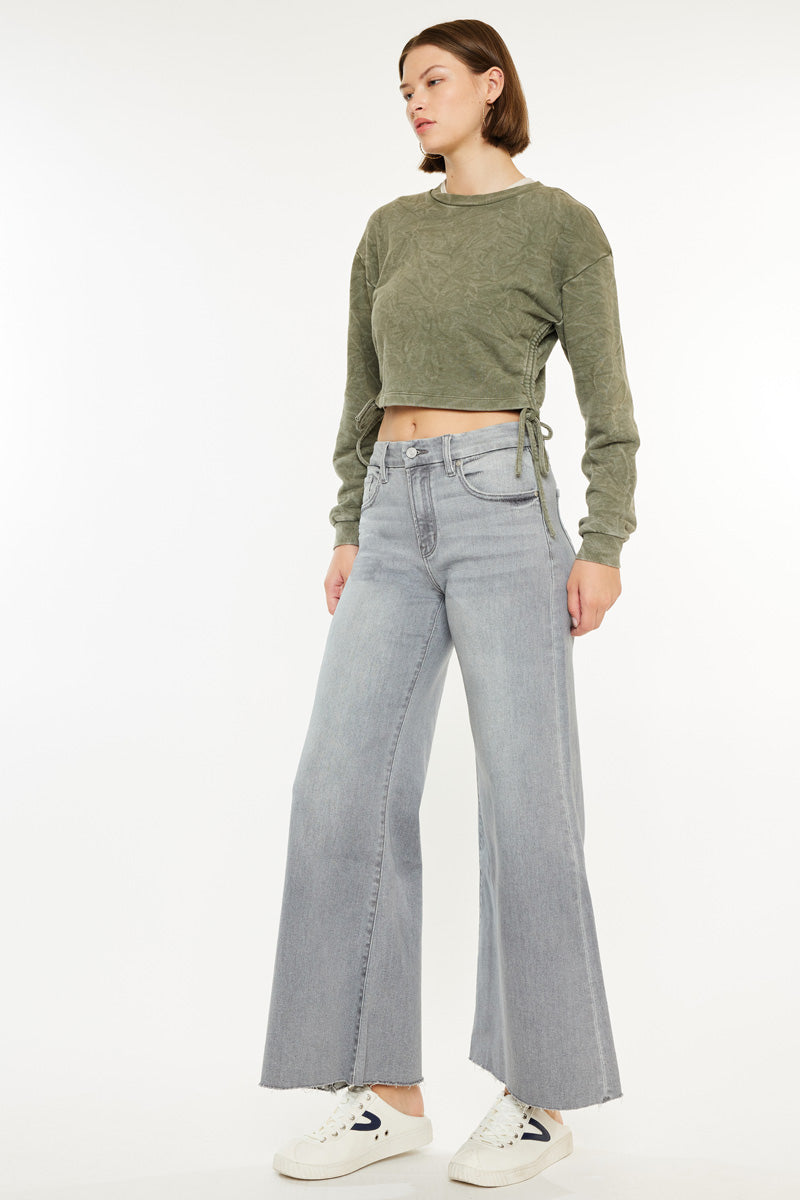 Women's High Rise Crop Palazzo - Light Gray - view 4