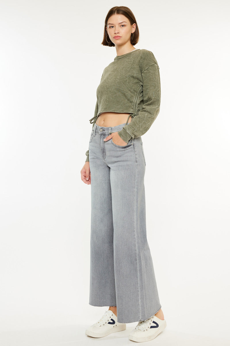 Women's High Rise Crop Palazzo - Light Gray - view 5