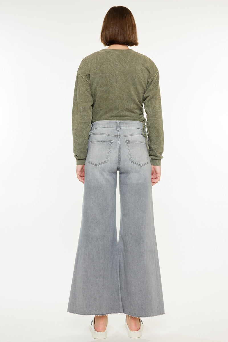 Women's High Rise Crop Palazzo - Light Gray - view 2