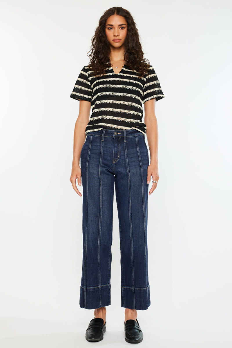 Women's High Rise Wide Leg Jeans - Dark Wash - Dark Wash