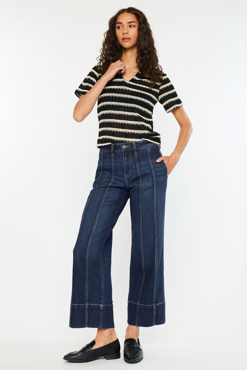 Women's High Rise Wide Leg Jeans - Dark Wash - Dark Wash - view 4