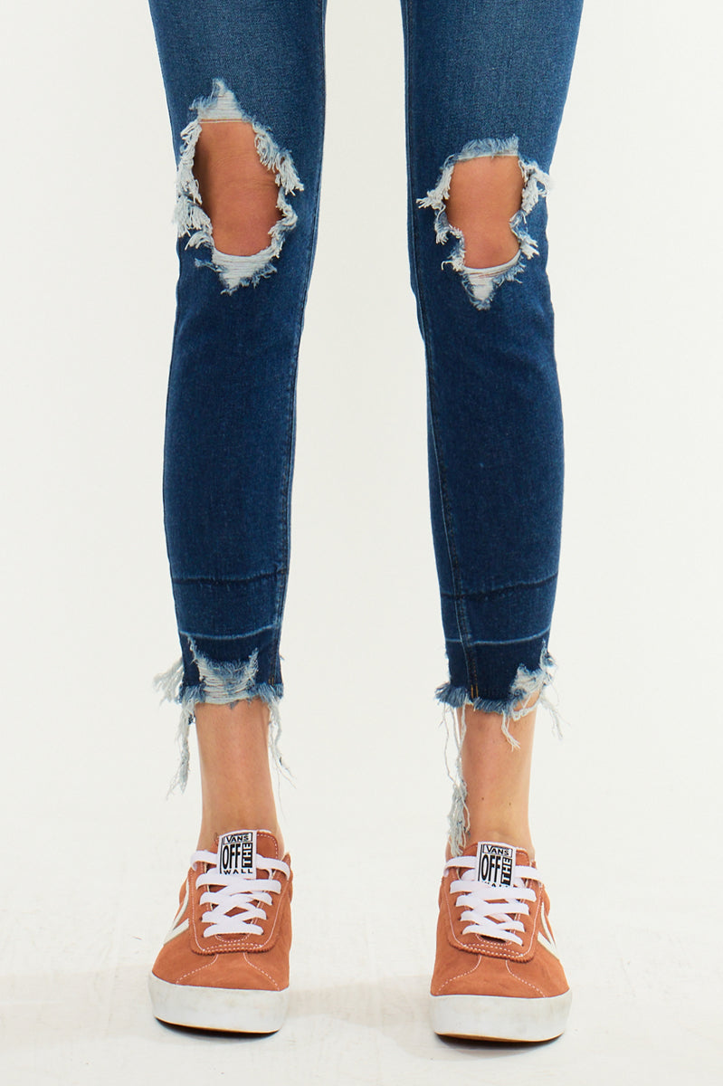 Women's High Rise Ankle Skinny Jeans - Dark Wash - view 5