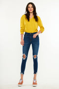 Women's High Rise Ankle Skinny Jeans - Dark Wash