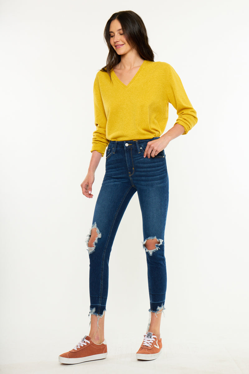 Women's High Rise Ankle Skinny Jeans - Dark Wash - view 3
