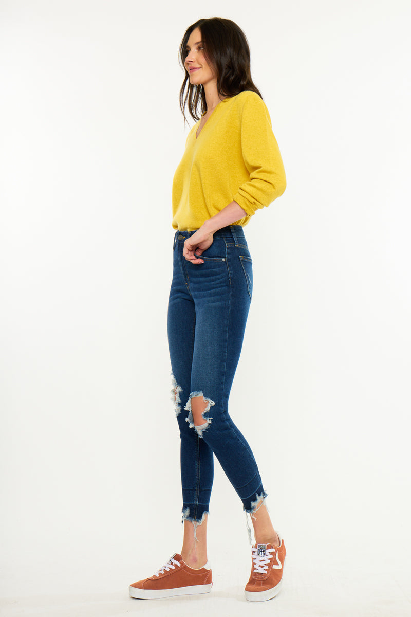 Women's High Rise Ankle Skinny Jeans - Dark Wash - view 4