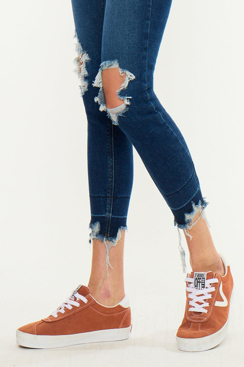 Women's High Rise Ankle Skinny Jeans - Dark Wash - view 6