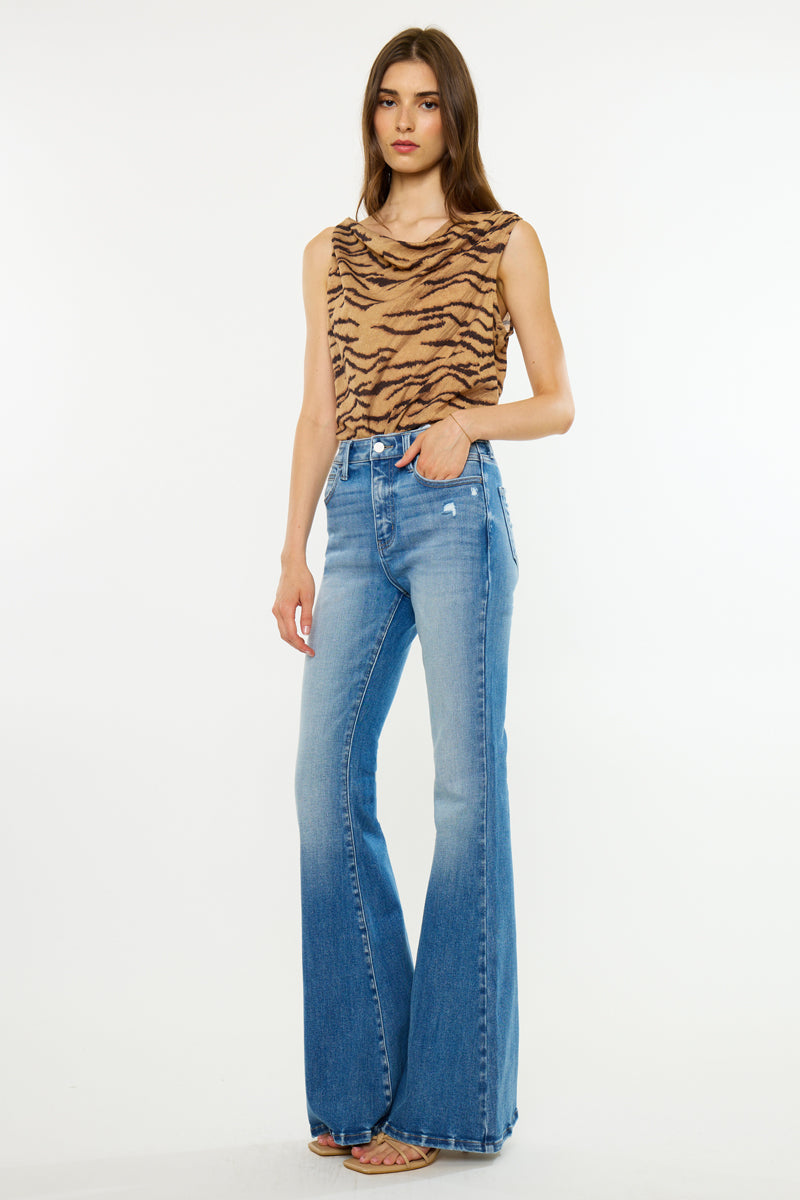 Women's High Rise Super Flare Jeans - Medium Wash - view 3