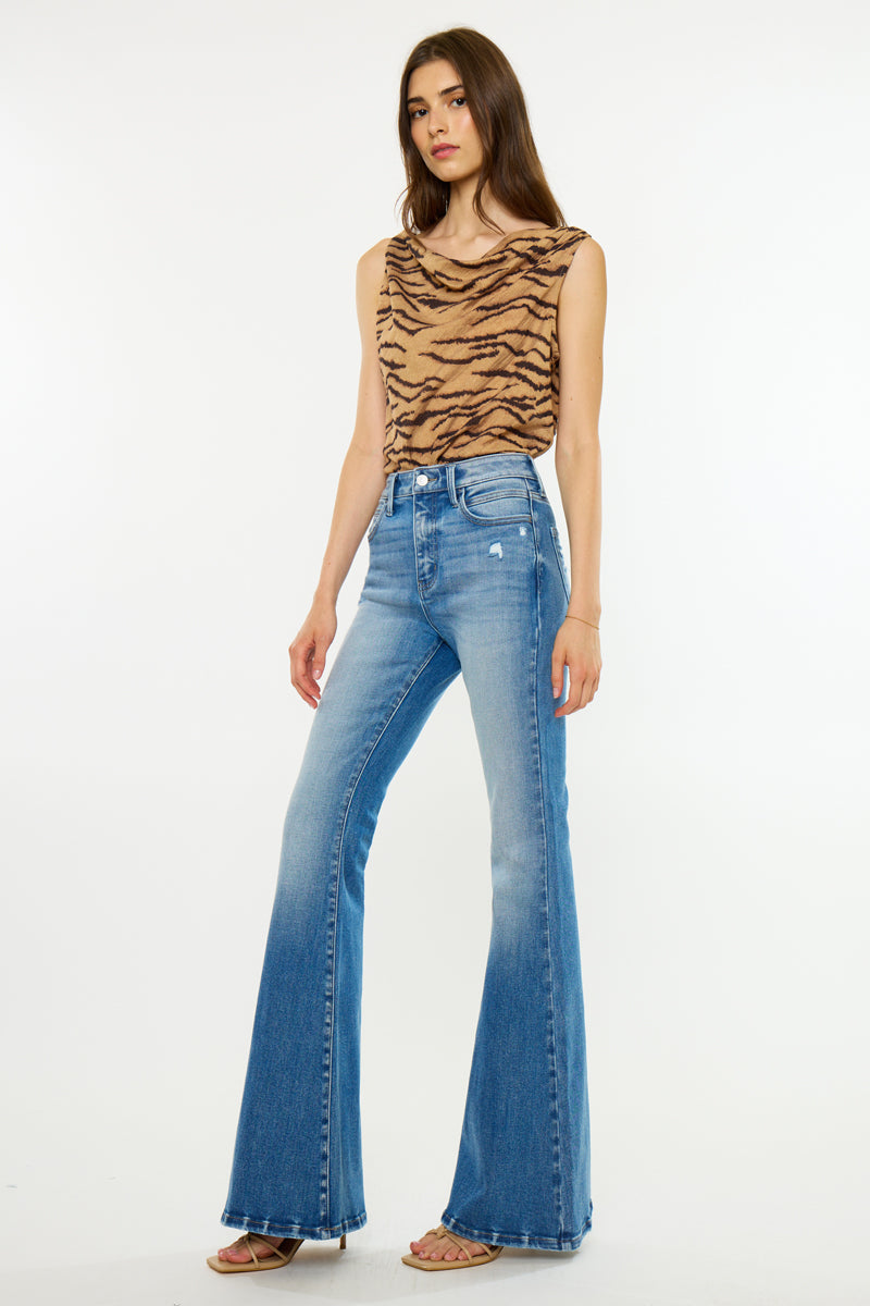 Women's High Rise Super Flare Jeans - Medium Wash - view 5