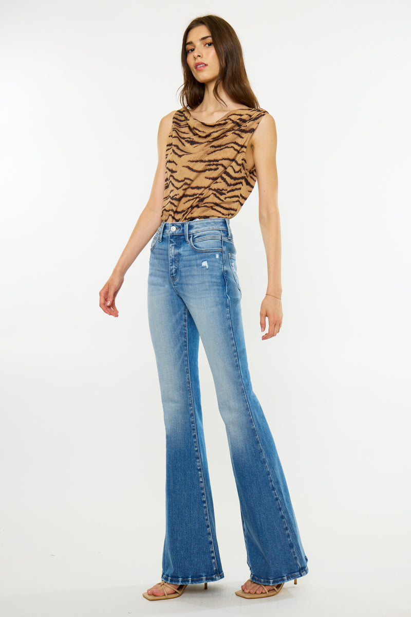 Women's High Rise Super Flare Jeans - Medium Wash - view 4