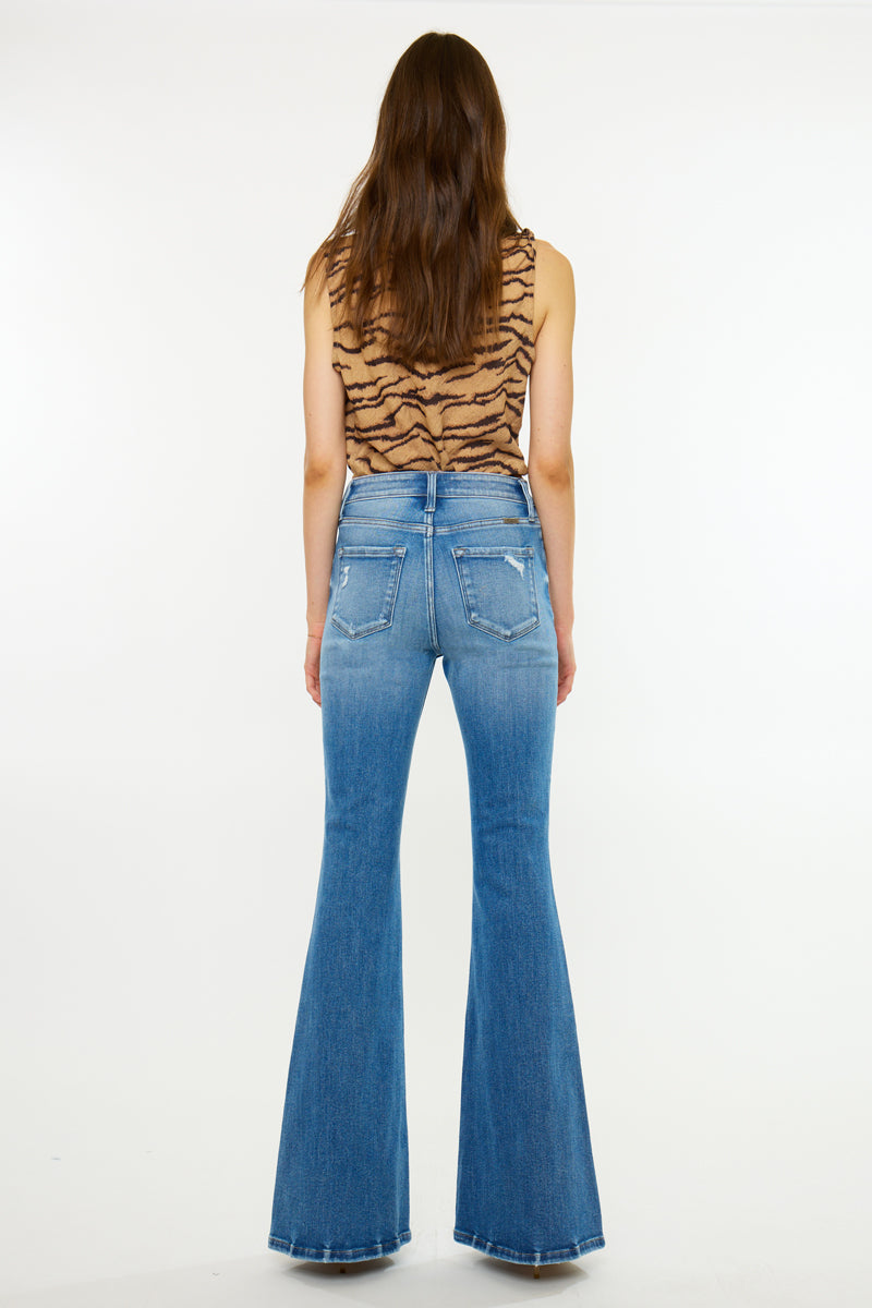 Women's High Rise Super Flare Jeans - Medium Wash - view 7