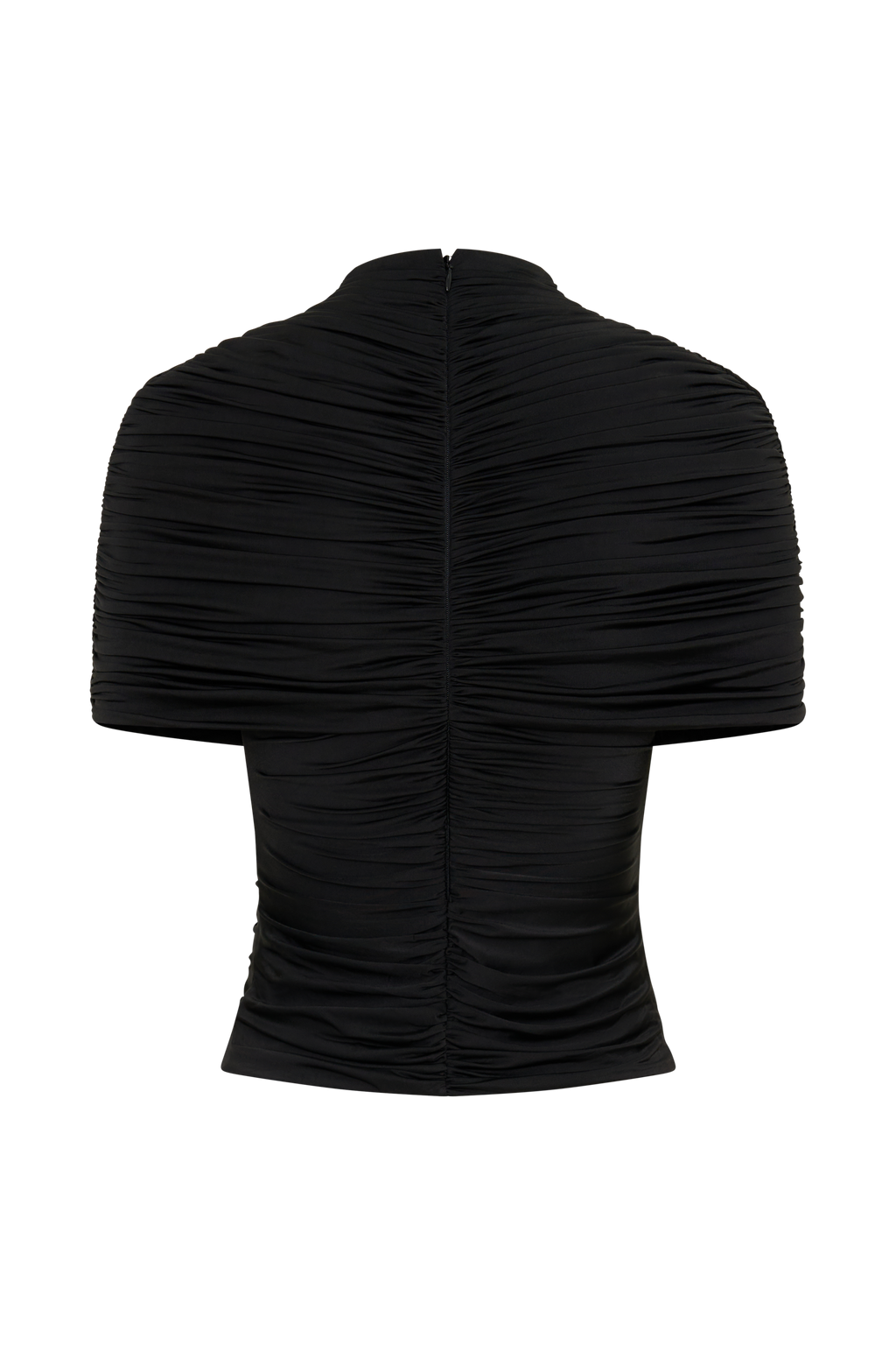 Linh Slinky High Neck Gathered Top - Black