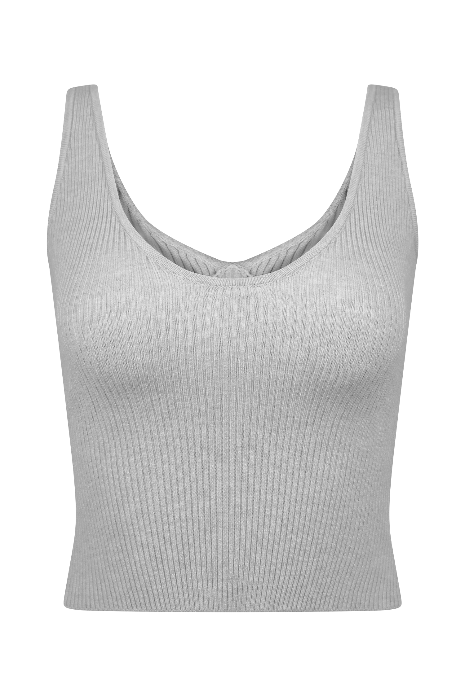 Natalya Ribbed Knit Cami Top - Heather Grey Marle